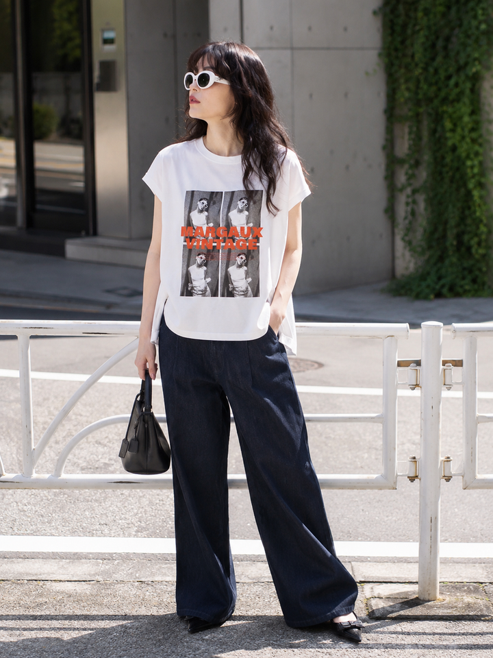 フォトレタープリントルーミーTシャツ