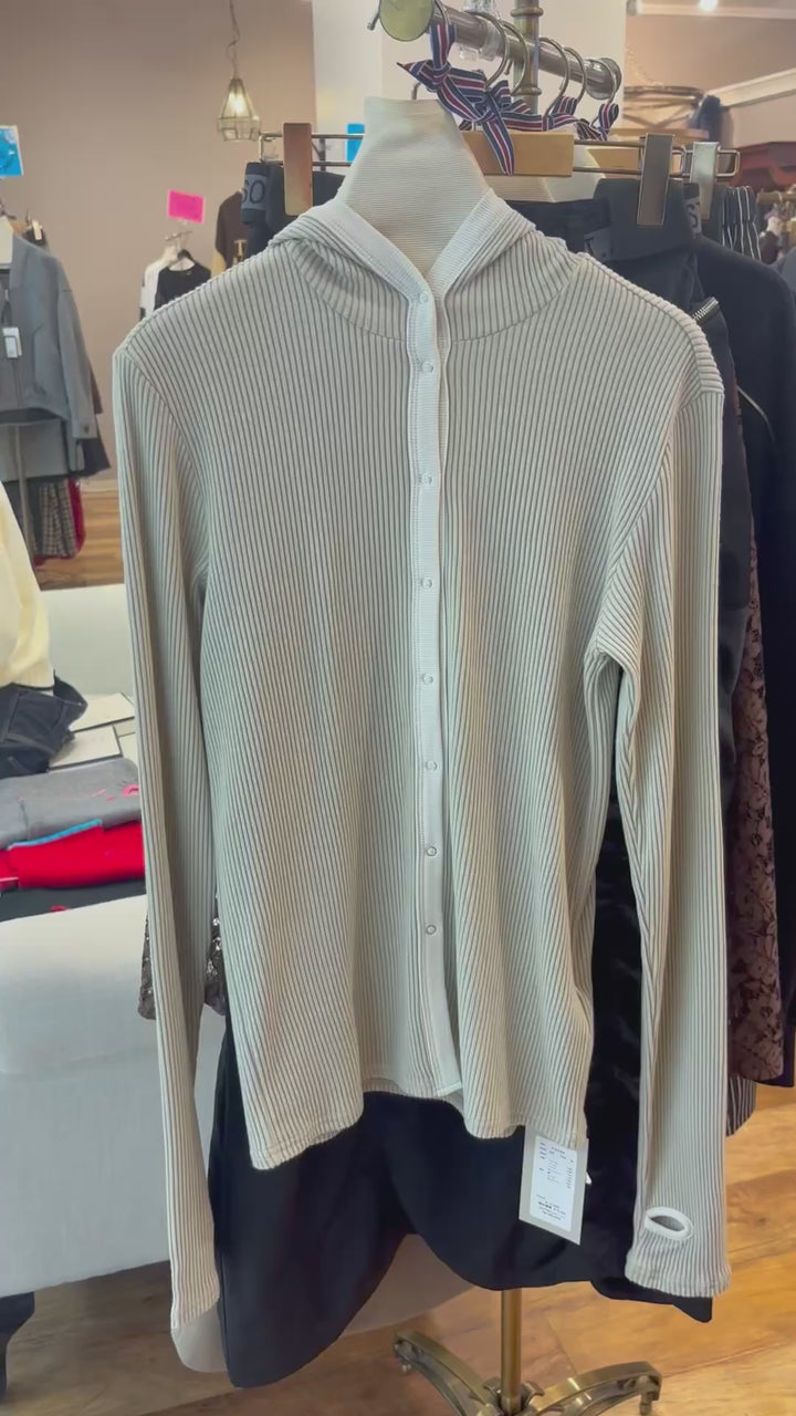 バイカラーパイピングリブフーディー