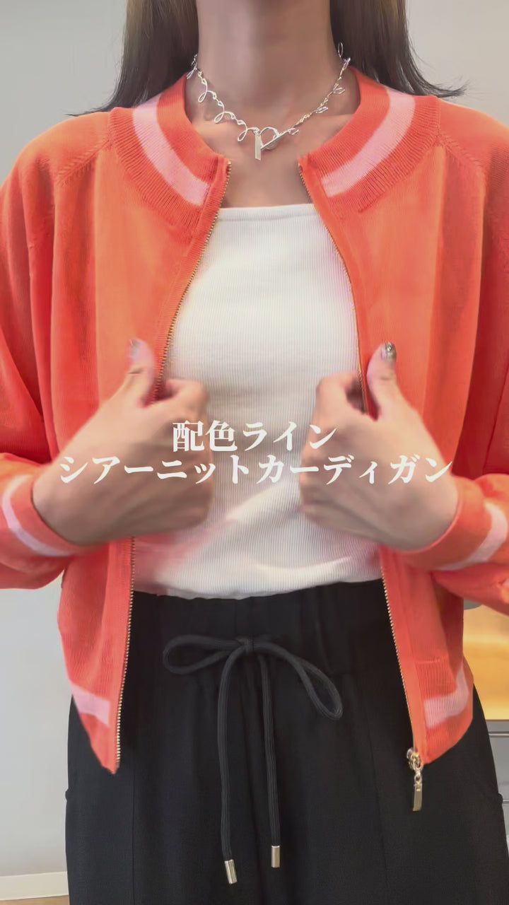 配色ラインシアーニットカーディガン