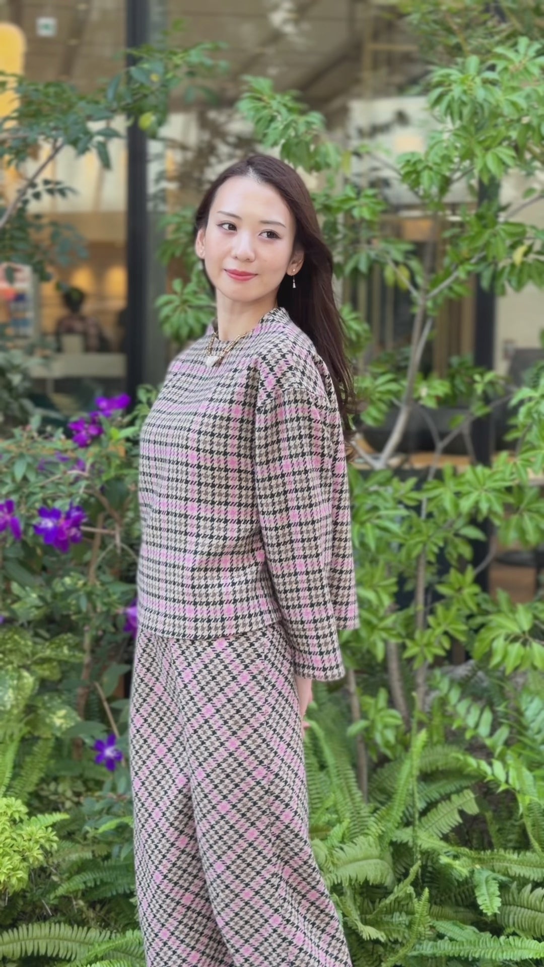 先染めウールチェックナロースカート