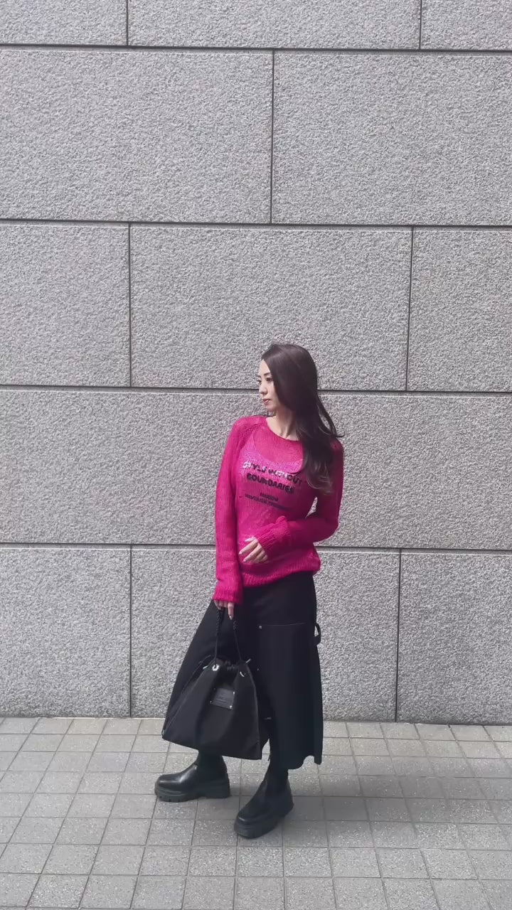 スパンコールロゴモヘアニット