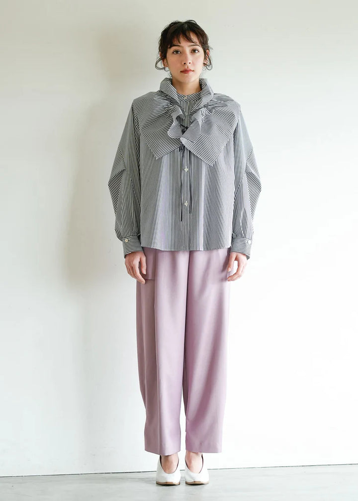 フリルカラーストライプシャツブラウス