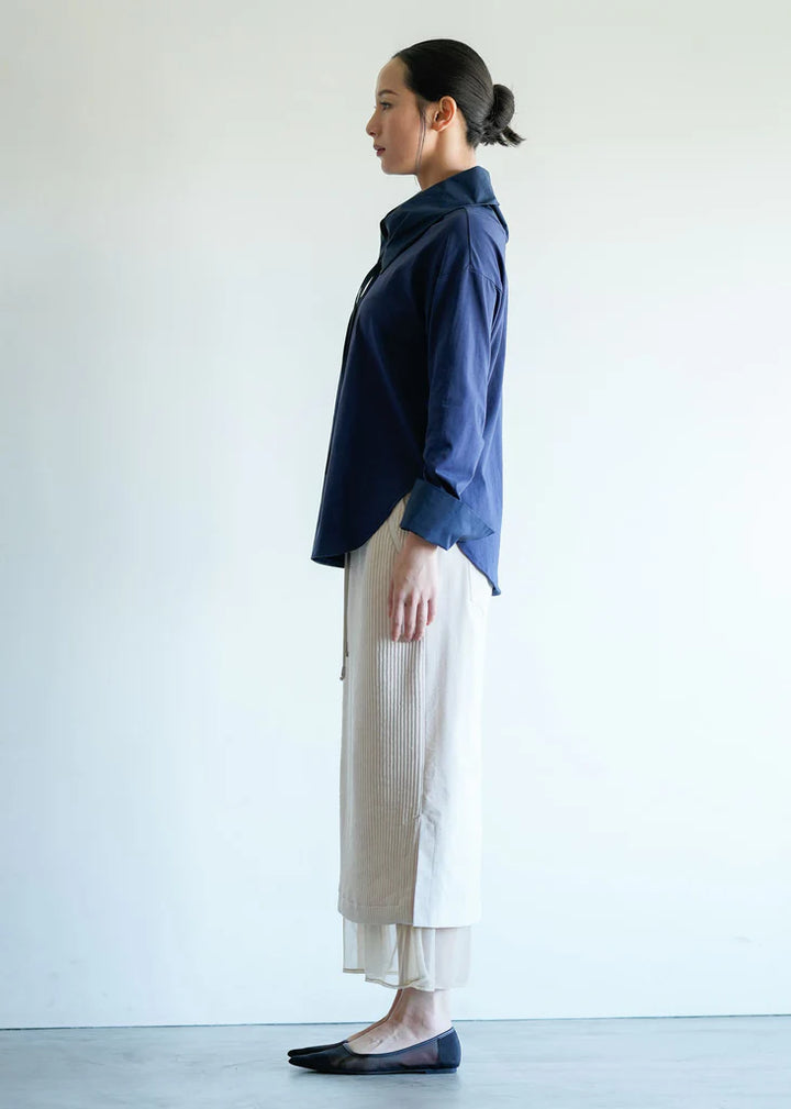 前後着用可能なダブルフェイスカラーカットソー